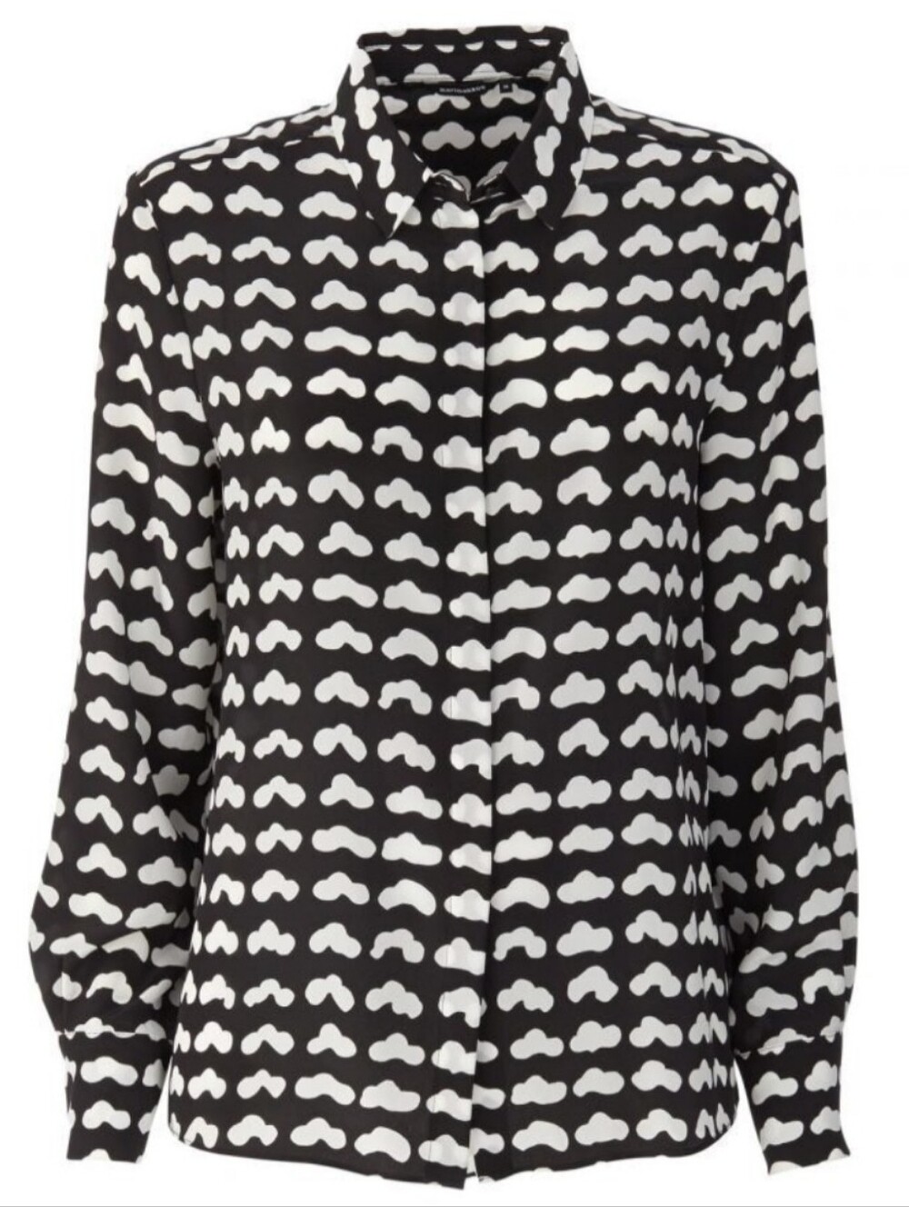 Marimekko Silk Cotton Candy Blouse Shirt Black White Size S